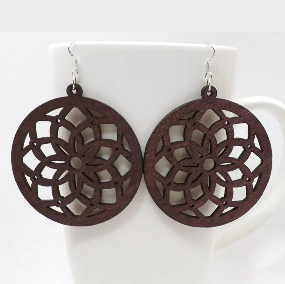 Wooden Flower Earrings